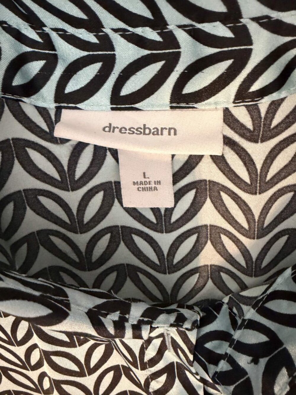 DressBarn Blue Brown Print Blouse Size Large - Picture 2 of 3